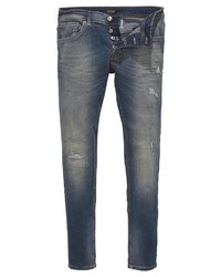 dunkelblaue Jeans mit Destroyed-Effekten von Chasin'