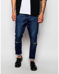 dunkelblaue Jeans mit Destroyed-Effekten von Cheap Monday