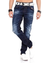 dunkelblaue Jeans mit Destroyed-Effekten von Cipo & Baxx