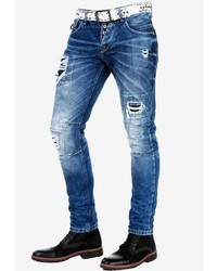 dunkelblaue Jeans mit Destroyed-Effekten von Cipo & Baxx