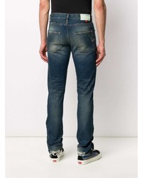 dunkelblaue Jeans mit Destroyed-Effekten von Off-White