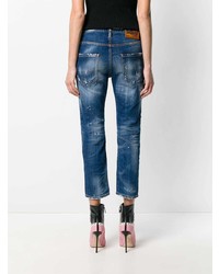 dunkelblaue Jeans mit Destroyed-Effekten von Dsquared2