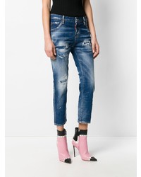 dunkelblaue Jeans mit Destroyed-Effekten von Dsquared2