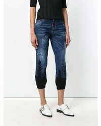 dunkelblaue Jeans mit Destroyed-Effekten von Dsquared2