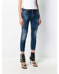 dunkelblaue Jeans mit Destroyed-Effekten von Dsquared2