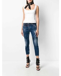 dunkelblaue Jeans mit Destroyed-Effekten von Dsquared2