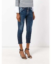 dunkelblaue Jeans mit Destroyed-Effekten von Dsquared2