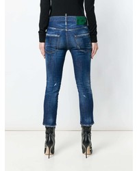 dunkelblaue Jeans mit Destroyed-Effekten von Dsquared2