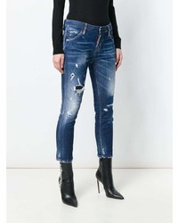 dunkelblaue Jeans mit Destroyed-Effekten von Dsquared2