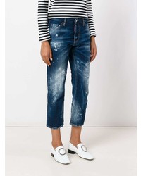 dunkelblaue Jeans mit Destroyed-Effekten von Dsquared2