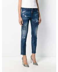 dunkelblaue Jeans mit Destroyed-Effekten von Dsquared2