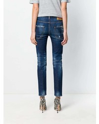 dunkelblaue Jeans mit Destroyed-Effekten von Dsquared2