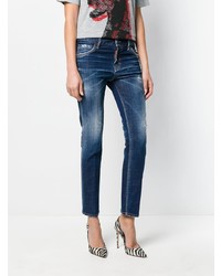 dunkelblaue Jeans mit Destroyed-Effekten von Dsquared2