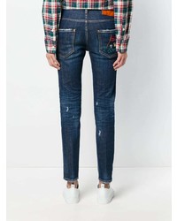 dunkelblaue Jeans mit Destroyed-Effekten von Dsquared2