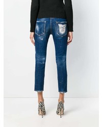 dunkelblaue Jeans mit Destroyed-Effekten von Dsquared2