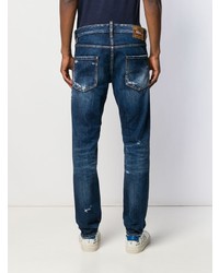 dunkelblaue Jeans mit Destroyed-Effekten von DSQUARED2