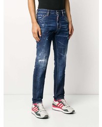 dunkelblaue Jeans mit Destroyed-Effekten von DSQUARED2