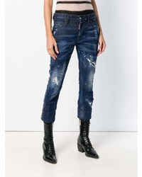 dunkelblaue Jeans mit Destroyed-Effekten von Dsquared2