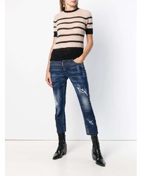 dunkelblaue Jeans mit Destroyed-Effekten von Dsquared2