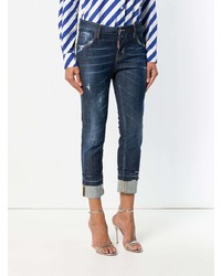 dunkelblaue Jeans mit Destroyed-Effekten von Dsquared2