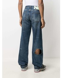 dunkelblaue Jeans mit Destroyed-Effekten von Off-White
