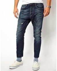 dunkelblaue Jeans mit Destroyed-Effekten von D&G