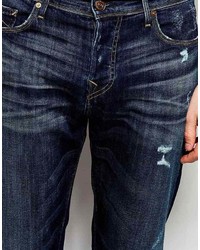 dunkelblaue Jeans mit Destroyed-Effekten von True Religion