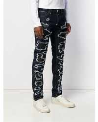 dunkelblaue Jeans mit Destroyed-Effekten von Philipp Plein