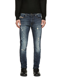 dunkelblaue Jeans mit Destroyed-Effekten von Diesel