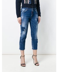 dunkelblaue Jeans mit Destroyed-Effekten von Dsquared2