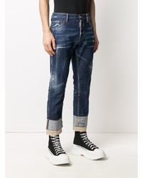 dunkelblaue Jeans mit Destroyed-Effekten von DSQUARED2