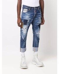 dunkelblaue Jeans mit Destroyed-Effekten von DSQUARED2