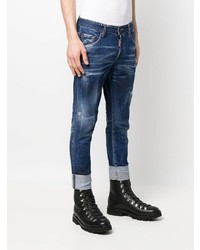 dunkelblaue Jeans mit Destroyed-Effekten von DSQUARED2