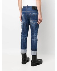 dunkelblaue Jeans mit Destroyed-Effekten von DSQUARED2