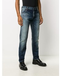 dunkelblaue Jeans mit Destroyed-Effekten von Balmain