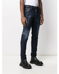 dunkelblaue Jeans mit Destroyed-Effekten von DSQUARED2