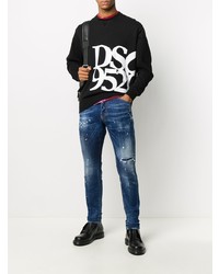 dunkelblaue Jeans mit Destroyed-Effekten von DSQUARED2