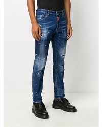 dunkelblaue Jeans mit Destroyed-Effekten von DSQUARED2