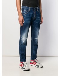 dunkelblaue Jeans mit Destroyed-Effekten von DSQUARED2