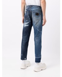 dunkelblaue Jeans mit Destroyed-Effekten von Dolce & Gabbana