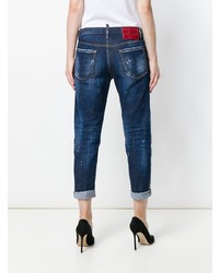 dunkelblaue Jeans mit Destroyed-Effekten von Dsquared2