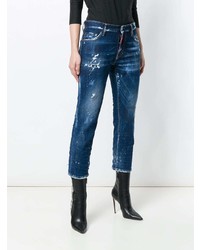 dunkelblaue Jeans mit Destroyed-Effekten von Dsquared2