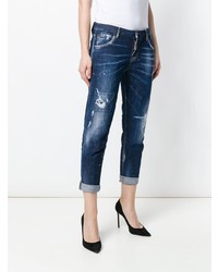 dunkelblaue Jeans mit Destroyed-Effekten von Dsquared2