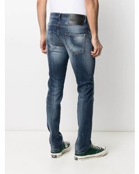 dunkelblaue Jeans mit Destroyed-Effekten von John Richmond