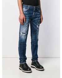 dunkelblaue Jeans mit Destroyed-Effekten von DSQUARED2