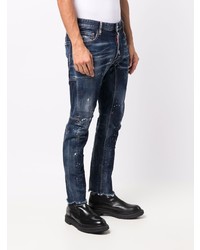 dunkelblaue Jeans mit Destroyed-Effekten von DSQUARED2