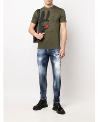 dunkelblaue Jeans mit Destroyed-Effekten von DSQUARED2