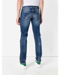 dunkelblaue Jeans mit Destroyed-Effekten von Les Hommes