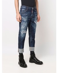 dunkelblaue Jeans mit Destroyed-Effekten von DSQUARED2