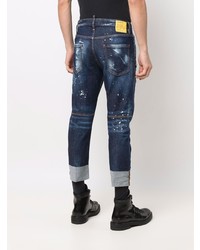 dunkelblaue Jeans mit Destroyed-Effekten von DSQUARED2